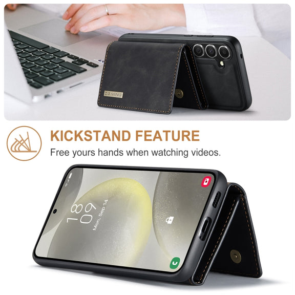 For Samsung Galaxy S24+ 5G DG.MING M1 Series 3-Fold Multi Card Wallet + Magnetic Phone Case(Black)
