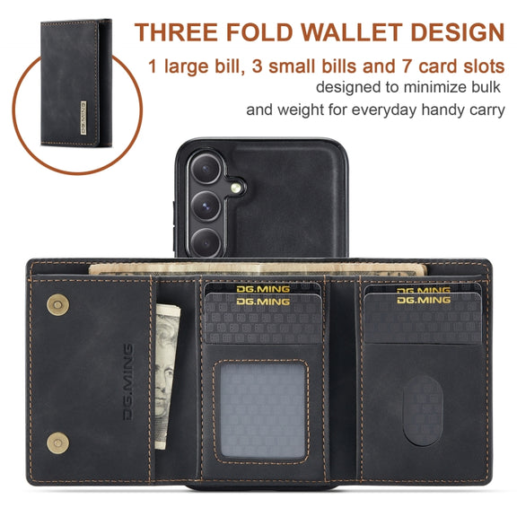 For Samsung Galaxy S24+ 5G DG.MING M1 Series 3-Fold Multi Card Wallet + Magnetic Phone Case(Black)