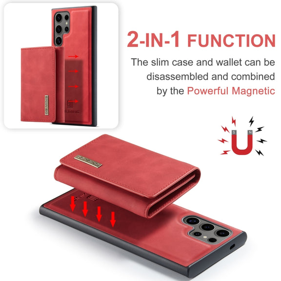 For Samsung Galaxy S24 Ultra 5G DG.MING M1 Series 3-Fold Multi Card Wallet + Magnetic Phone Case(Red)