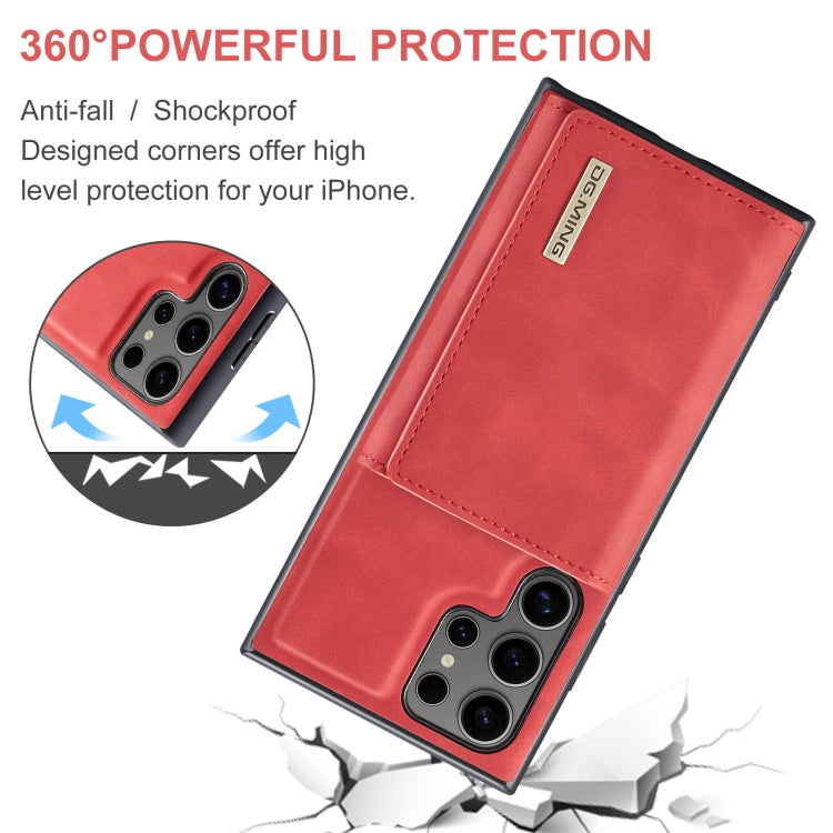 For Samsung Galaxy S24 Ultra 5G DG.MING M1 Series 3-Fold Multi Card Wallet + Magnetic Phone Case(Red)