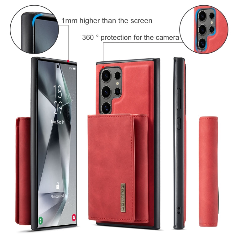 For Samsung Galaxy S24 Ultra 5G DG.MING M1 Series 3-Fold Multi Card Wallet + Magnetic Phone Case(Red)