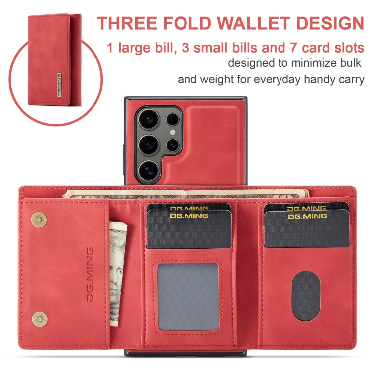 For Samsung Galaxy S24 Ultra 5G DG.MING M1 Series 3-Fold Multi Card Wallet + Magnetic Phone Case(Red)
