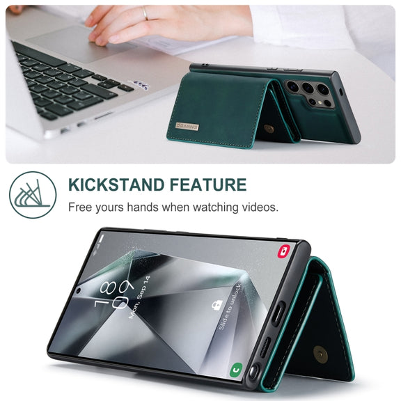 For Samsung Galaxy S24 Ultra 5G DG.MING M1 Series 3-Fold Multi Card Wallet + Magnetic Phone Case(Green)