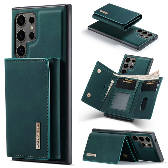 For Samsung Galaxy S24 Ultra 5G DG.MING M1 Series 3-Fold Multi Card Wallet + Magnetic Phone Case(Green)