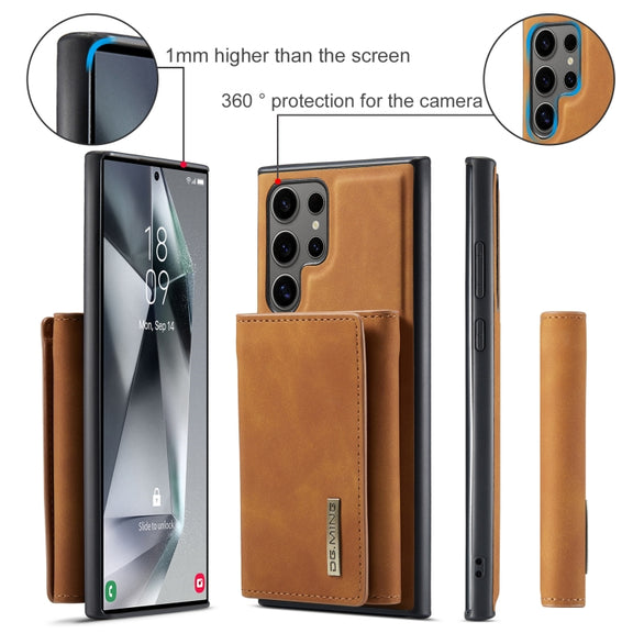 For Samsung Galaxy S24 Ultra 5G DG.MING M1 Series 3-Fold Multi Card Wallet + Magnetic Phone Case(Brown)