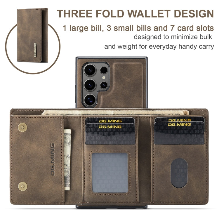For Samsung Galaxy S24 Ultra 5G DG.MING M1 Series 3-Fold Multi Card Wallet + Magnetic Phone Case(Coffee) - free shipping - PMC TechLife - Order now!