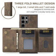 For Samsung Galaxy S24 Ultra 5G DG.MING M1 Series 3-Fold Multi Card Wallet + Magnetic Phone Case(Coffee)