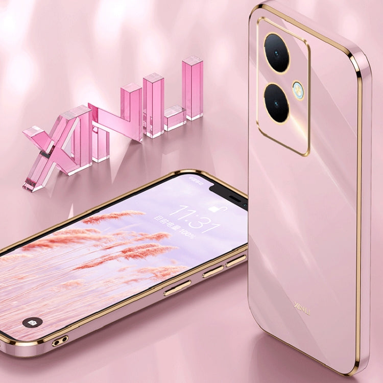 For vivo Y78+ XINLI Straight Edge 6D Electroplate TPU Phone Case(Black) - vivo Cases by XINLI | Online Shopping South Africa | PMC TechLife | Buy Now Pay Later Mobicred
