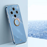 For vivo X100 Pro 5G XINLI Straight Edge 6D Electroplate TPU Phone Case with Ring Holder(Celestial Blue)