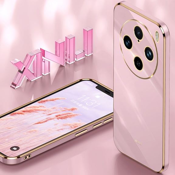 For vivo X100 Pro 5G XINLI Straight Edge 6D Electroplate TPU Phone Case with Ring Holder(Celestial Blue)