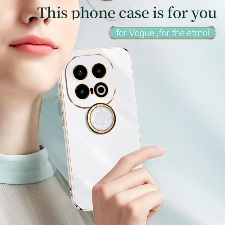For vivo iQOO 13 XINLI Straight Edge 6D Electroplate TPU Phone Case with Ring Holder(Black)