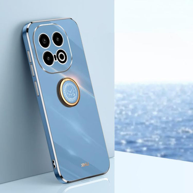 For vivo iQOO 13 XINLI Straight Edge 6D Electroplate TPU Phone Case with Ring Holder(Celestial Blue)
