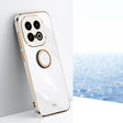 For vivo iQOO 13 XINLI Straight Edge 6D Electroplate TPU Phone Case with Ring Holder(White) - free shipping - PMC TechLife - Order now!