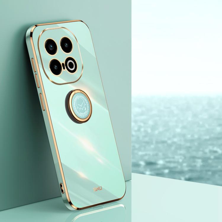 For vivo iQOO 13 XINLI Straight Edge 6D Electroplate TPU Phone Case with Ring Holder(Mint Green) - free shipping - PMC Jewellery - Order now!