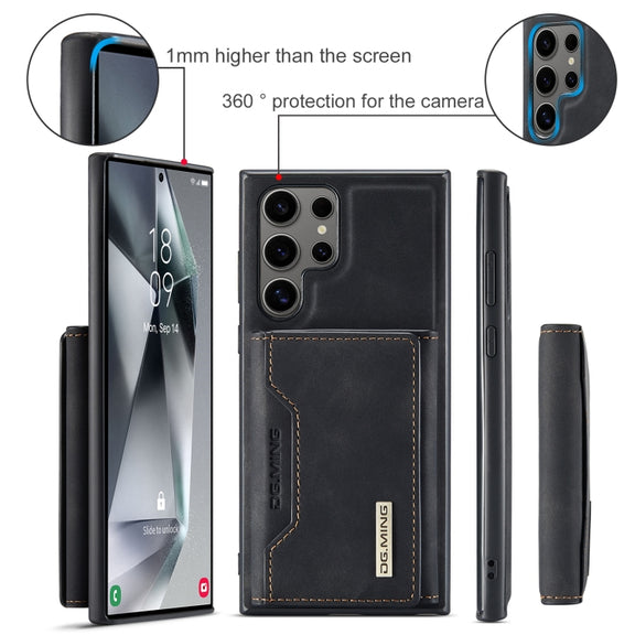 For Samsung Galaxy S24 Ultra 5G DG.MING M2 Series 3-Fold Multi Card Bag + Magnetic Phone Case(Black)