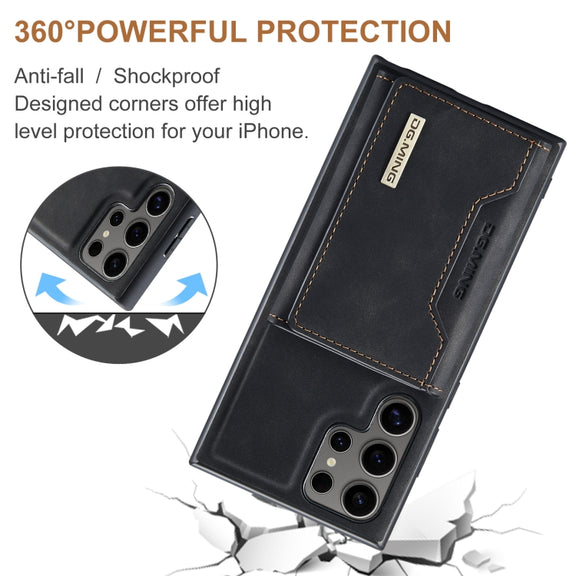 For Samsung Galaxy S24 Ultra 5G DG.MING M2 Series 3-Fold Multi Card Bag + Magnetic Phone Case(Black)