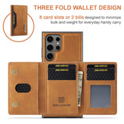 For Samsung Galaxy S24 Ultra 5G DG.MING M2 Series 3-Fold Multi Card Bag + Magnetic Phone Case(Brown)