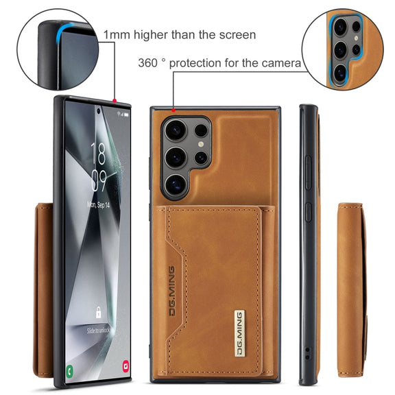 For Samsung Galaxy S24 Ultra 5G DG.MING M2 Series 3-Fold Multi Card Bag + Magnetic Phone Case(Brown)
