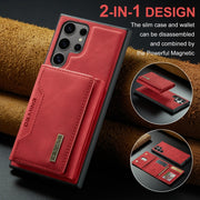 For Samsung Galaxy S24 Ultra 5G DG.MING M2 Series 3-Fold Multi Card Bag + Magnetic Phone Case(Red)