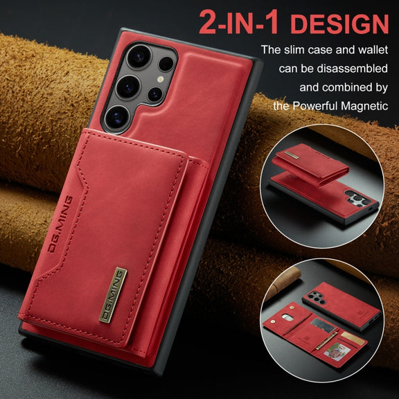 For Samsung Galaxy S24 Ultra 5G DG.MING M2 Series 3-Fold Multi Card Bag + Magnetic Phone Case(Red)