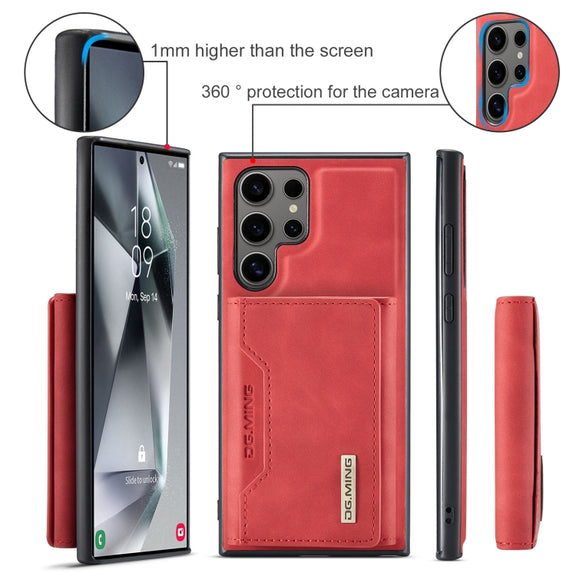 For Samsung Galaxy S24 Ultra 5G DG.MING M2 Series 3-Fold Multi Card Bag + Magnetic Phone Case(Red)