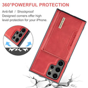 For Samsung Galaxy S24 Ultra 5G DG.MING M2 Series 3-Fold Multi Card Bag + Magnetic Phone Case(Red)