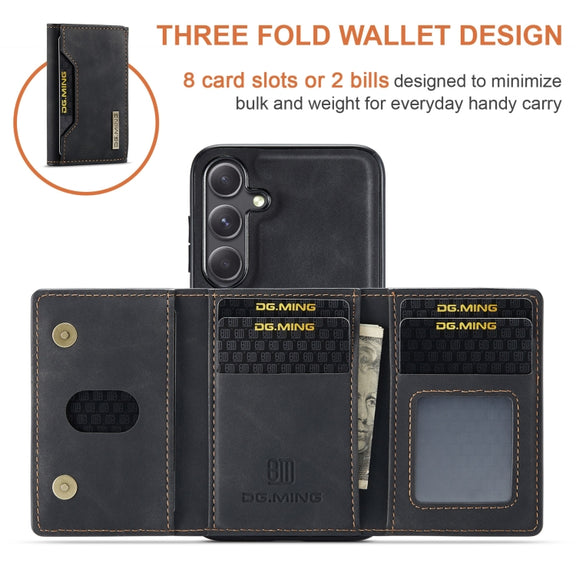 For Samsung Galaxy S24+ 5G DG.MING M2 Series 3-Fold Multi Card Bag + Magnetic Phone Case(Black)