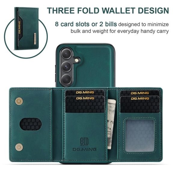 For Samsung Galaxy S24 5G DG.MING M2 Series 3-Fold Multi Card Bag + Magnetic Phone Case(Green)