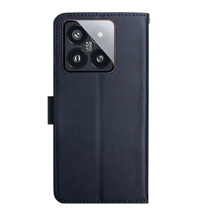 For Xiaomi 14 Pro Genuine Leather Fingerprint-proof Flip Phone Case(Blue) - 14 Pro Cases by PMC TechLife | Online Shopping South Africa | PMC TechLife | Buy Now Pay Later Mobicred