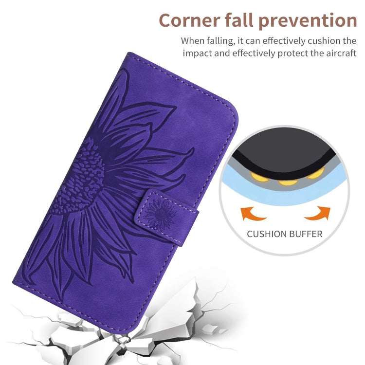 For Xiaomi Poco F5 Skin Feel Sun Flower Embossed Flip Leather Phone Case with Lanyard(Dark Purple) - Xiaomi Cases by PMC TechLife | Online Shopping South Africa | PMC TechLife | Buy Now Pay Later Mobicred