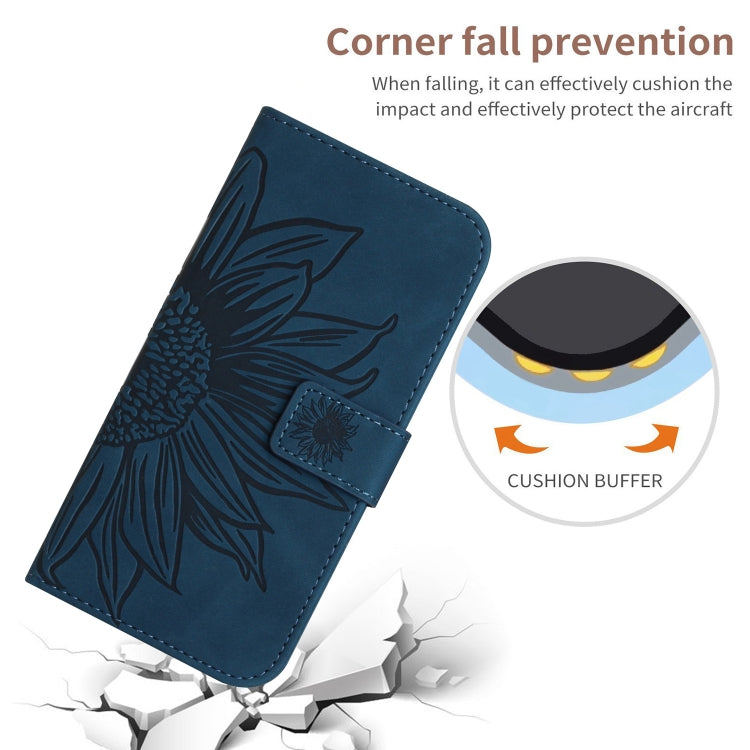 For Xiaomi Poco F5 Pro Skin Feel Sun Flower Embossed Flip Leather Phone Case with Lanyard(Inky Blue) - Xiaomi Cases by PMC TechLife | Online Shopping South Africa | PMC TechLife | Buy Now Pay Later Mobicred