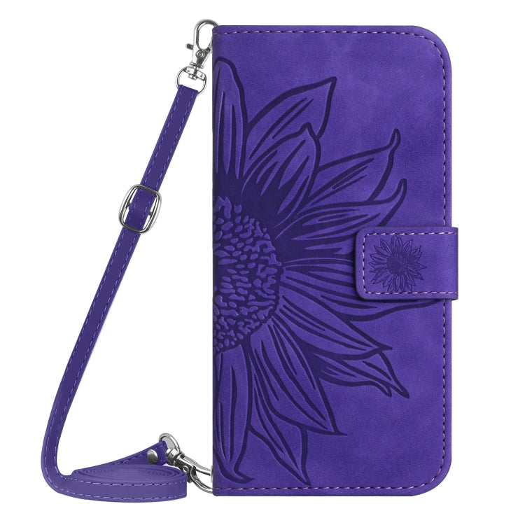 For Xiaomi Redmi Note 12S Skin Feel Sun Flower Embossed Flip Leather Phone Case with Lanyard(Purple) - Xiaomi Cases by PMC TechLife | Online Shopping South Africa | PMC TechLife | Buy Now Pay Later Mobicred