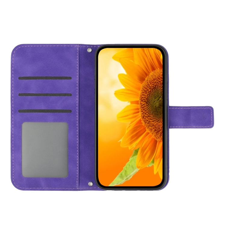 For Xiaomi Redmi Note 12S Skin Feel Sun Flower Embossed Flip Leather Phone Case with Lanyard(Purple) - Xiaomi Cases by PMC TechLife | Online Shopping South Africa | PMC TechLife | Buy Now Pay Later Mobicred