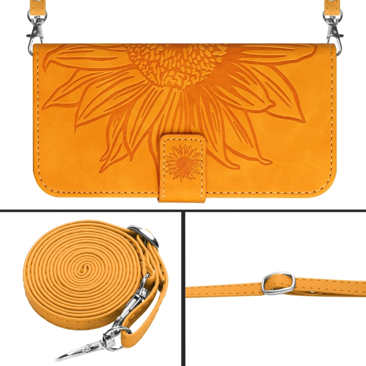 For Xiaomi Redmi 12 5G Skin Feel Sun Flower Embossed Flip Leather Phone Case with Lanyard(Yellow) - Xiaomi Cases by PMC TechLife | Online Shopping South Africa | PMC TechLife | Buy Now Pay Later Mobicred