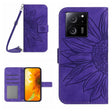 For Xiaomi 13T / 13T Pro Skin Feel Sun Flower Embossed Flip Leather Phone Case with Lanyard(Dark Purple) - Xiaomi Cases by PMC TechLife | Online Shopping South Africa | PMC TechLife | Buy Now Pay Later Mobicred