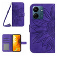 For Xiaomi Redmi 13C 4G Skin Feel Sun Flower Embossed Flip Leather Phone Case with Lanyard(Dark Purple) - 13C Cases by PMC TechLife | Online Shopping South Africa | PMC TechLife | Buy Now Pay Later Mobicred