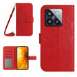 For Xiaomi 14 Skin Feel Sun Flower Embossed Flip Leather Phone Case with Lanyard(Red) - free shipping - PMC TechLife - Order now!