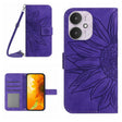 For Xiaomi Redmi 13C 5G Skin Feel Sun Flower Embossed Flip Leather Phone Case with Lanyard(Dark Purple) - 13C Cases by PMC TechLife | Online Shopping South Africa | PMC TechLife | Buy Now Pay Later Mobicred