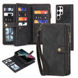 For Samsung Galaxy S22 Ultra 5G Zipper Wallet Detachable MagSafe Leather Phone Case(Black) - Galaxy S22 Ultra 5G Cases by PMC TechLife | Online Shopping South Africa | PMC TechLife