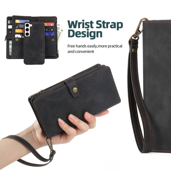 For Samsung Galaxy S21 5G Zipper Wallet Detachable MagSafe Leather Phone Case(Black)