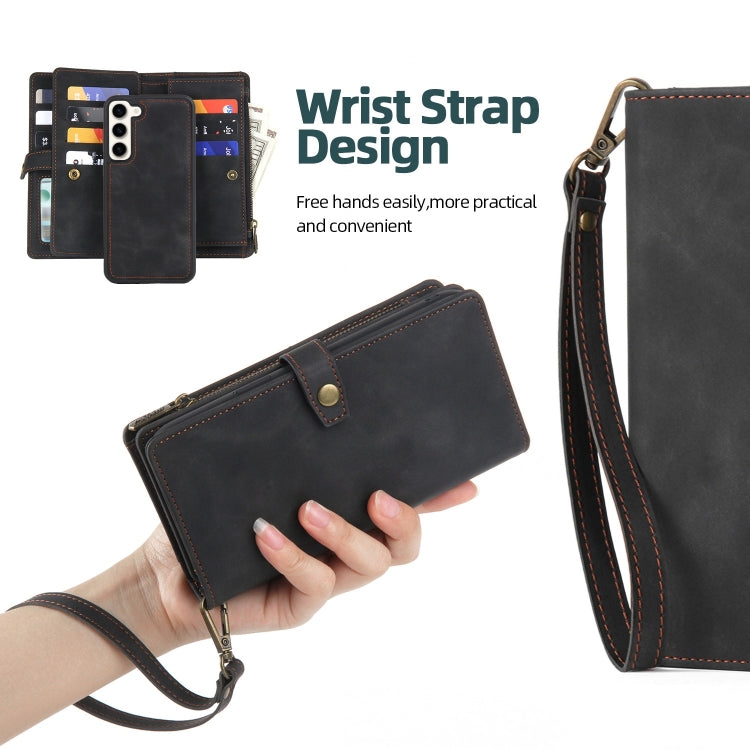 For Samsung Galaxy S21 FE 5G Zipper Wallet Magnetic Detachable Leather Phone Case(Black)