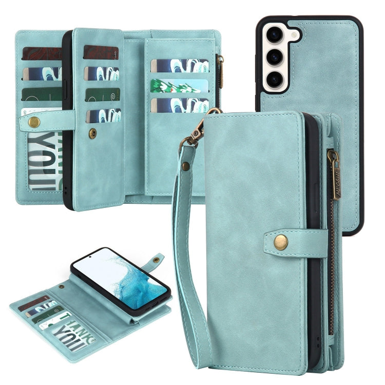 For Samsung Galaxy A14 5G Zipper Wallet Detachable MagSafe Leather Phone Case(Blue) - Galaxy Phone Cases by PMC TechLife | Online Shopping South Africa | PMC TechLife