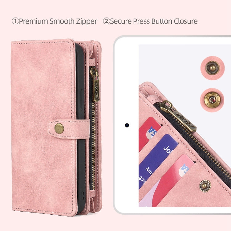For Samsung Galaxy A32 5G Zipper Wallet Detachable MagSafe Leather Phone Case(Pink)
