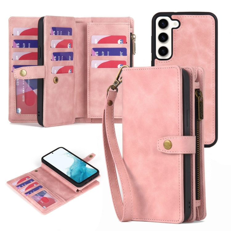 For Samsung Galaxy A72 4G/5G Zipper Wallet Detachable MagSafe Leather Phone Case(Pink) - Galaxy Phone Cases by PMC TechLife | Online Shopping South Africa | PMC TechLife