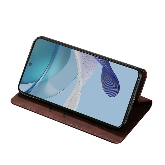 For Xiaomi Redmi 12 4G Skin Feel Magnetic Leather Phone Case(Dark Brown)