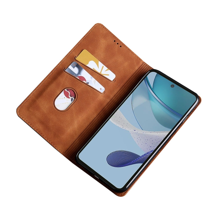 For Nokia C22 Skin Feel Magnetic Leather Phone Case(Light Brown) - Nokia Cases by PMC TechLife | Online Shopping South Africa | PMC TechLife