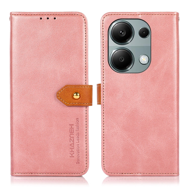 For Xiaomi Redmi Note 13 Pro 4G / POCO M6 Pro KHAZNEH Cowhide Texture Flip Leather Phone Case(Rose Gold) - Note 13 Pro Cases by PMC TechLife | Online Shopping South Africa | PMC TechLife | Buy Now Pay Later Mobicred
