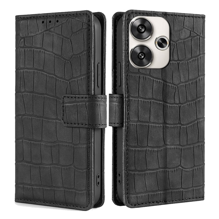 For Xiaomi Redmi Turbo 3 5G Skin Feel Crocodile Magnetic Clasp Leather Phone Case(Black) - 13 Ultra Cases by PMC TechLife | Online Shopping South Africa | PMC TechLife | Buy Now Pay Later Mobicred