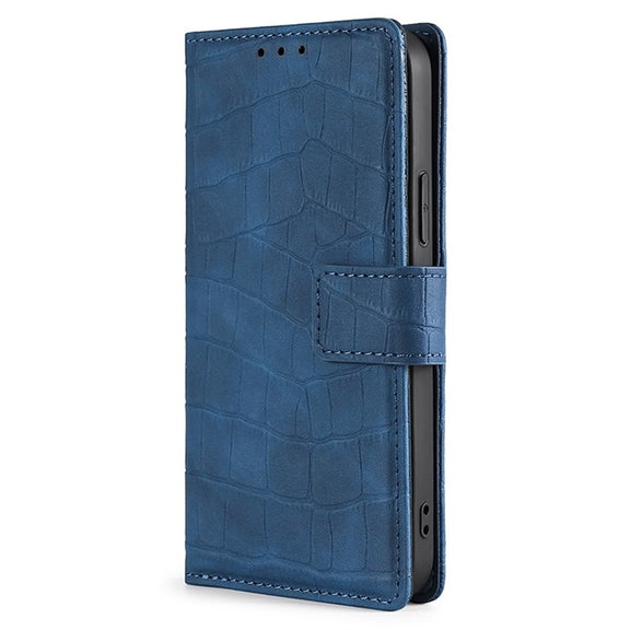 For Huawei Pura 70 5G Skin Feel Crocodile Magnetic Clasp Leather Phone Case(Blue)