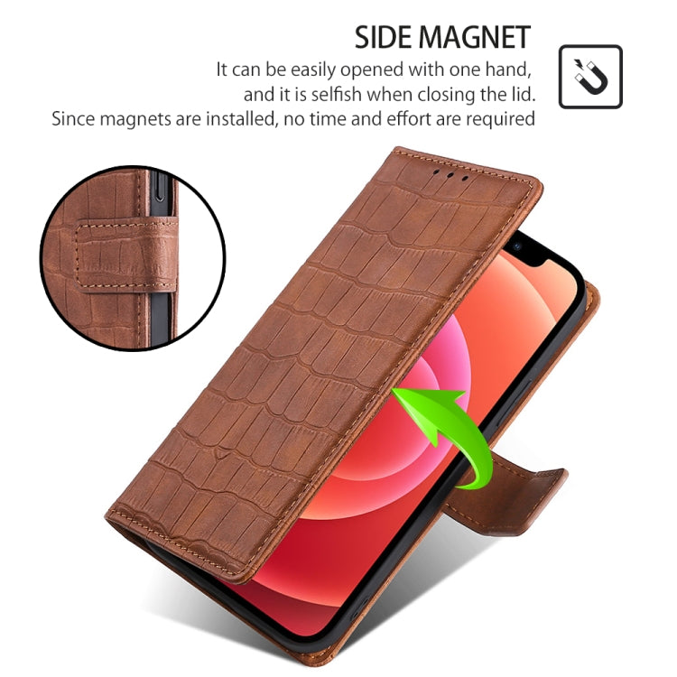 For Huawei Pura 70 Ultra 5G Skin Feel Crocodile Magnetic Clasp Leather Phone Case(Brown)